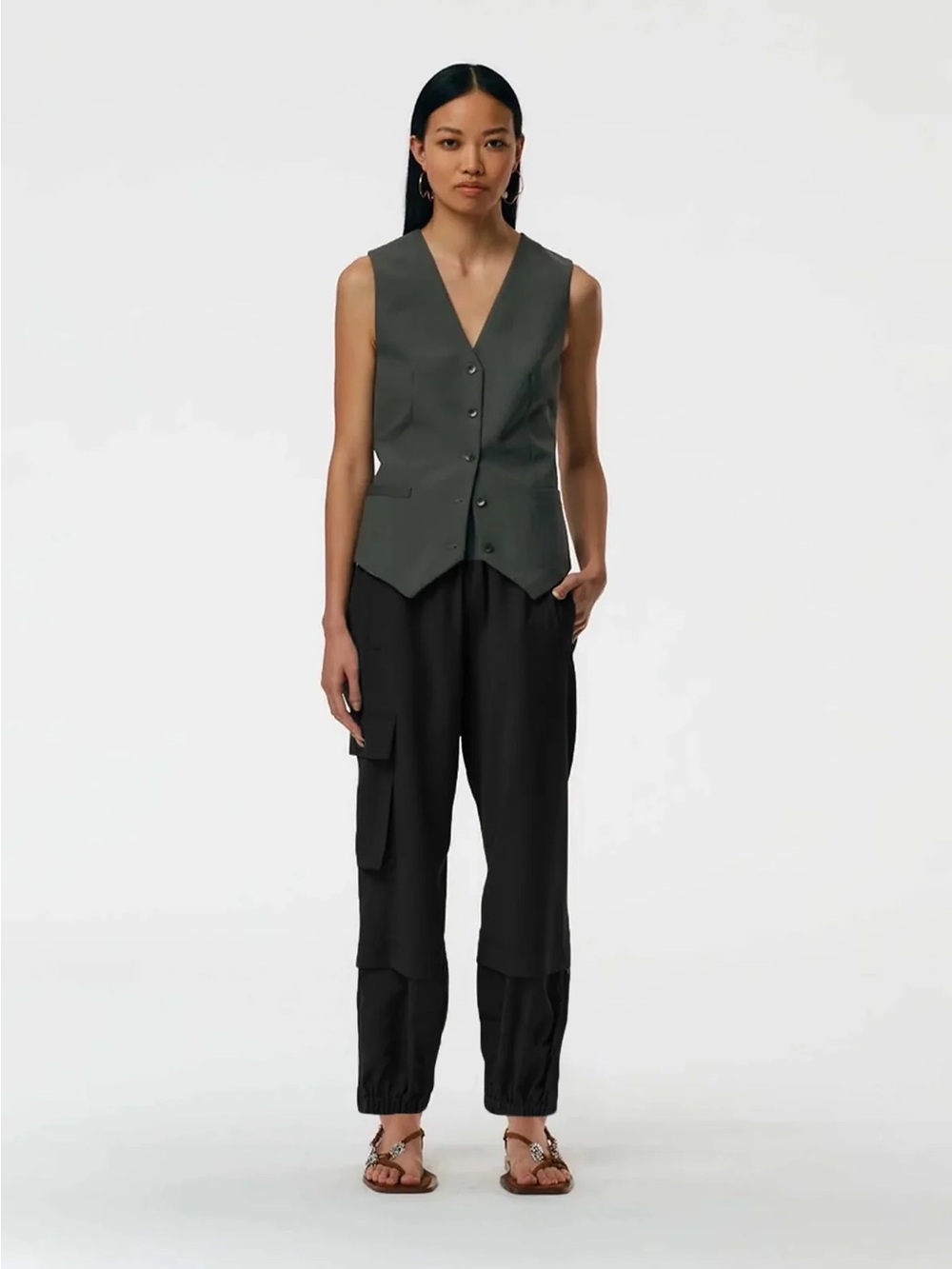 Tibi Tropical Wool Wilt Jogger Black L